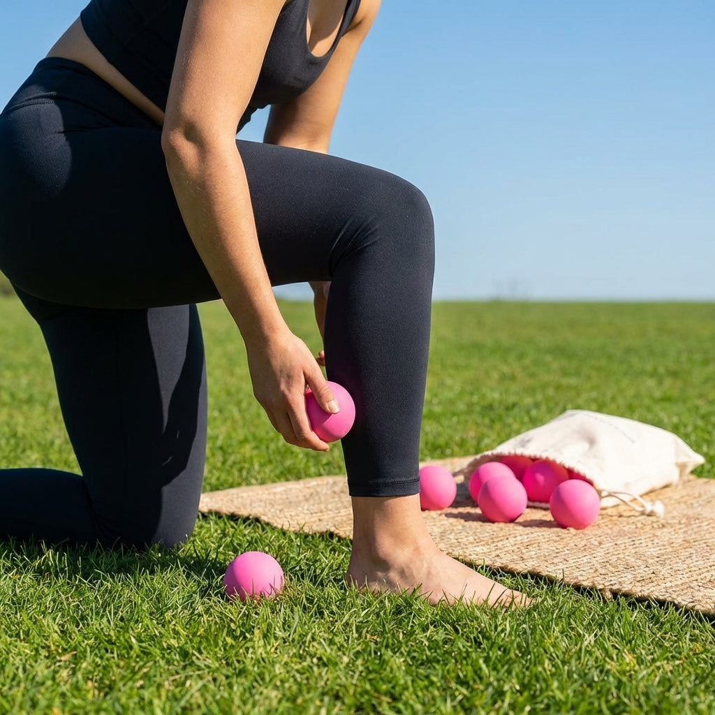 Solid rubber massage ball in various colours for muscle relief