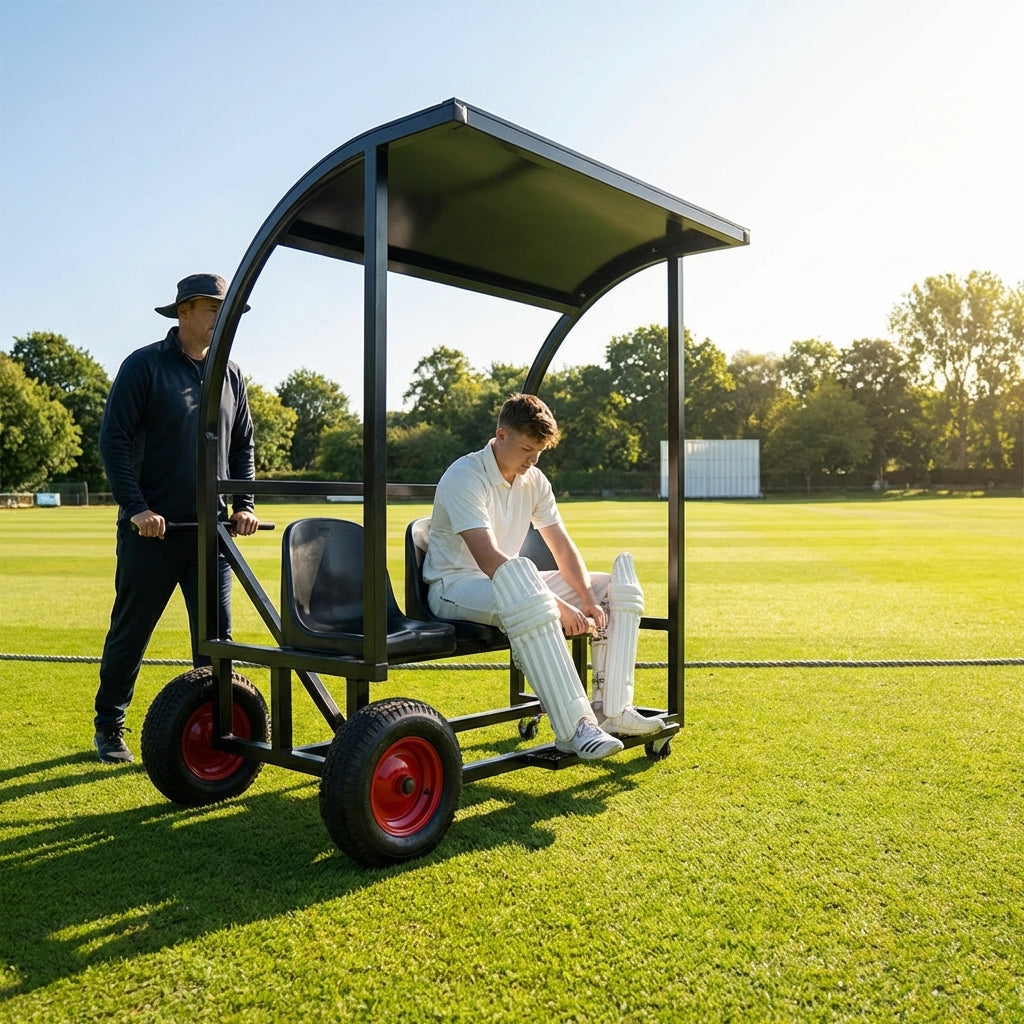 Sports team shelter with aluminium frame and multiple colour options