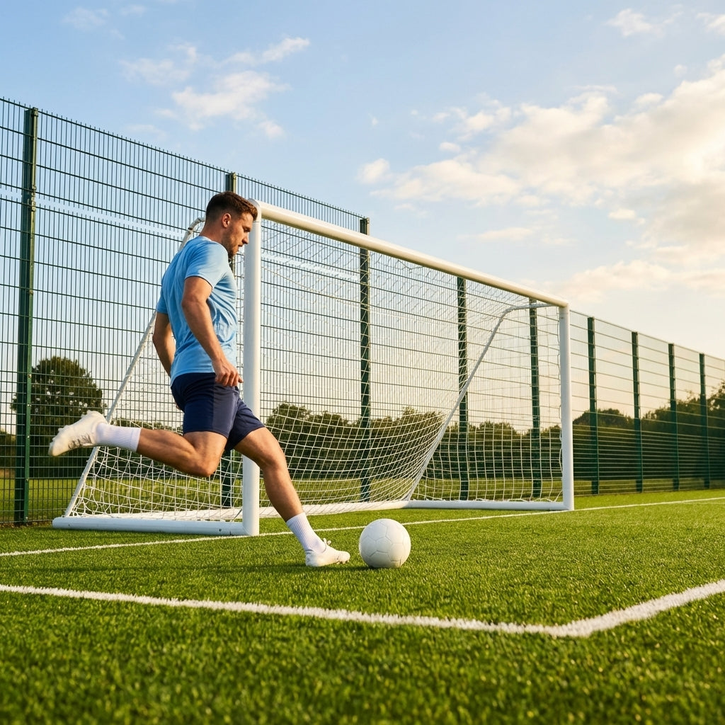 Aluminium football goal with folding mechanism