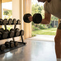 Urethane dumbbells with steel core, ideal for gyms