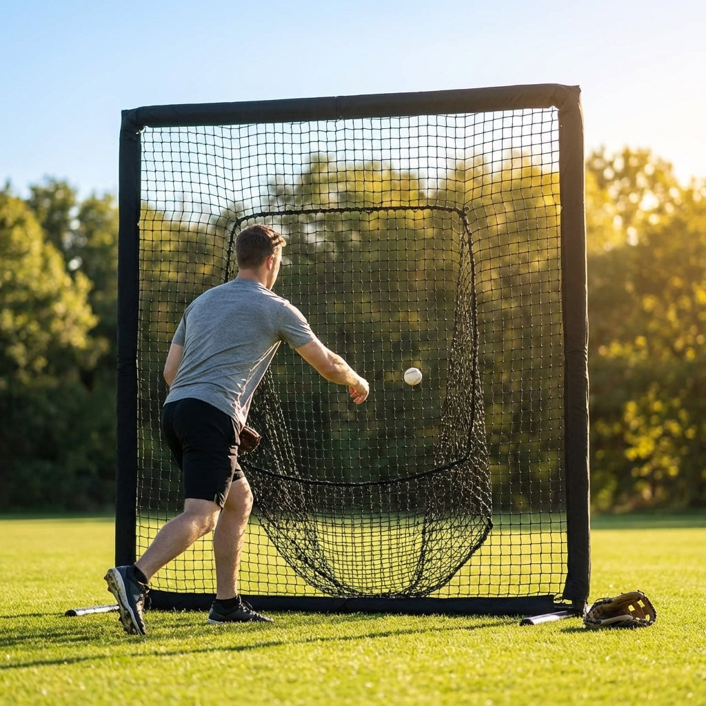 Replacement baseball net for 7ft x 7ft sock net screens made of HDPE twine