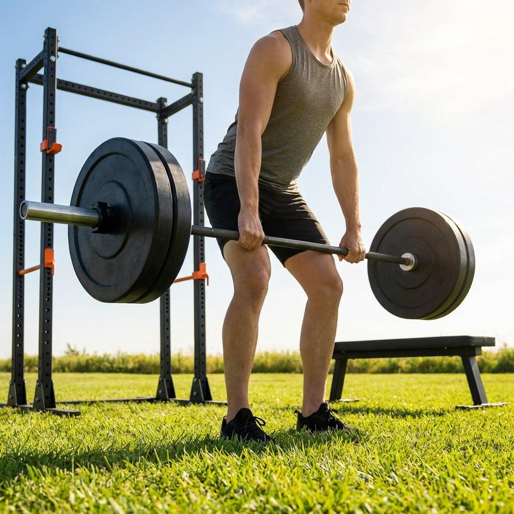 Complete gym equipment set for home and garage use