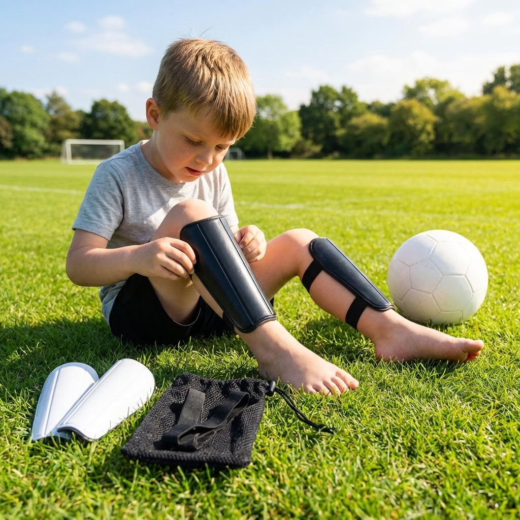 Shin Pads with Carbon-Effect Shell for Football Protection
