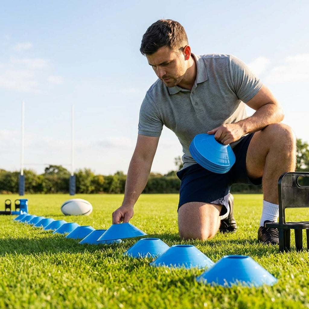 Rugby Training Marker Cones in multiple colours with cone stand