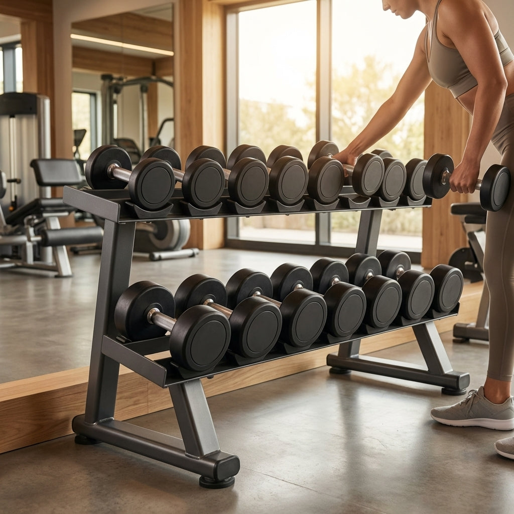 Heavy duty steel dumbbell rack for gym use