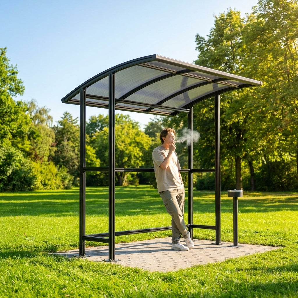 Aluminium Smoking Shelter in Black for Outdoor Use