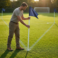 Football corner flag set with bright nylon flags and PVC poles