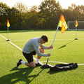 Football corner flag set with PVC poles and rubber bases