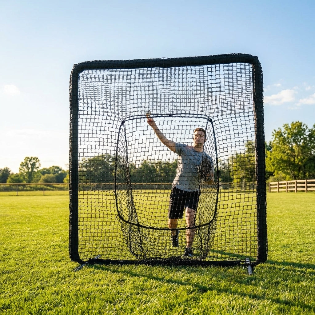 7ft x 7ft Baseball Pitching Net with Steel Frame and Foam Padding