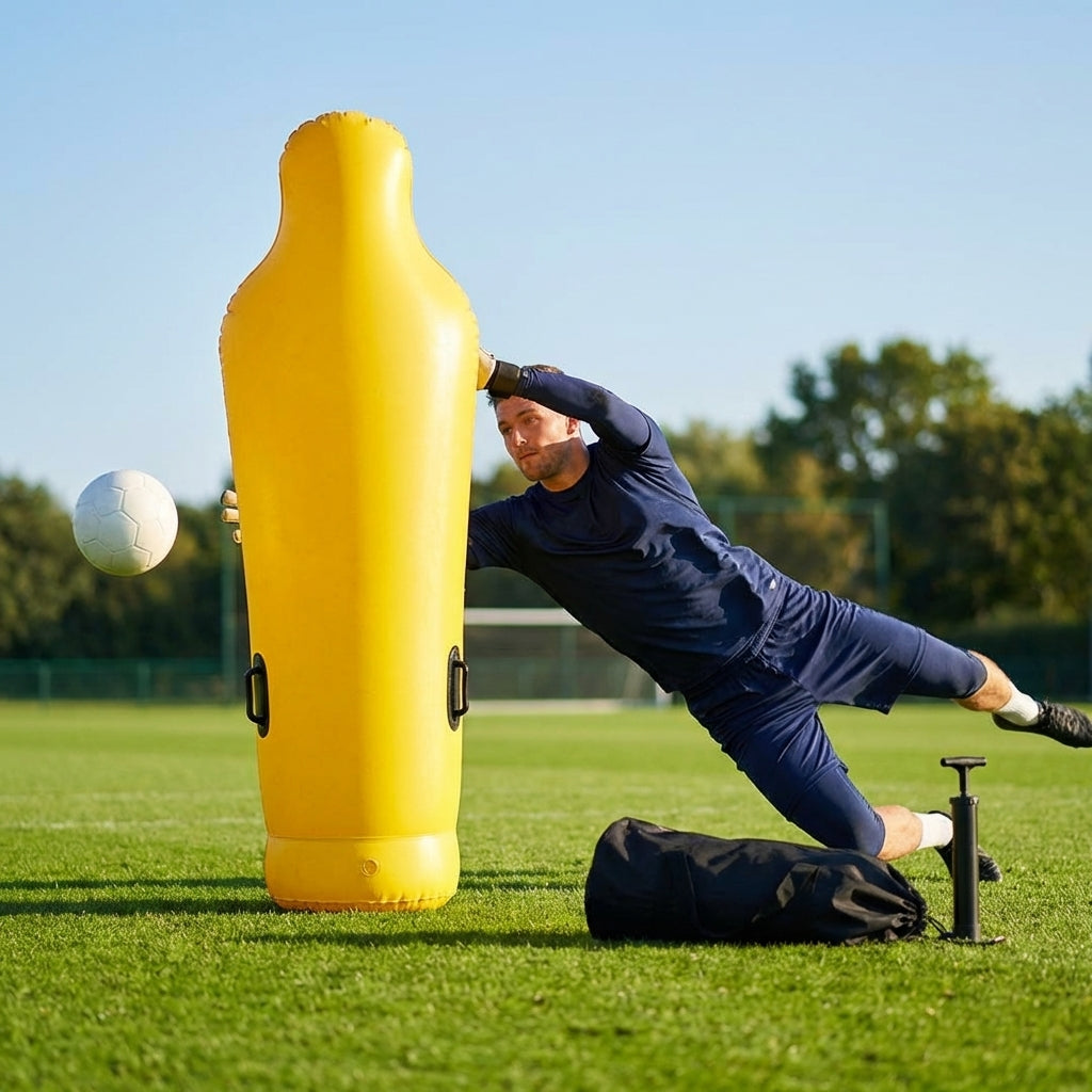 Inflatable goalkeeper mannequin for football training