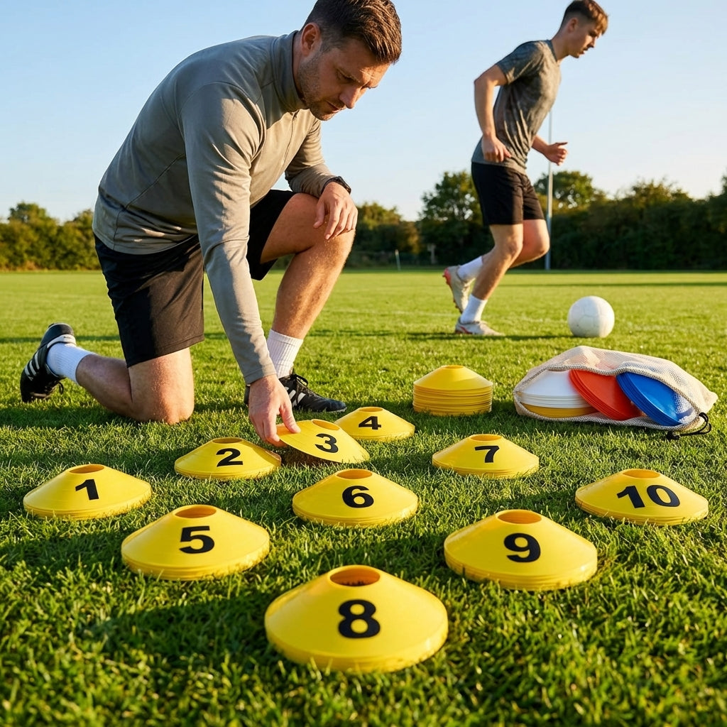 Rubber Flat Disc Markers in multi-colour for training and games