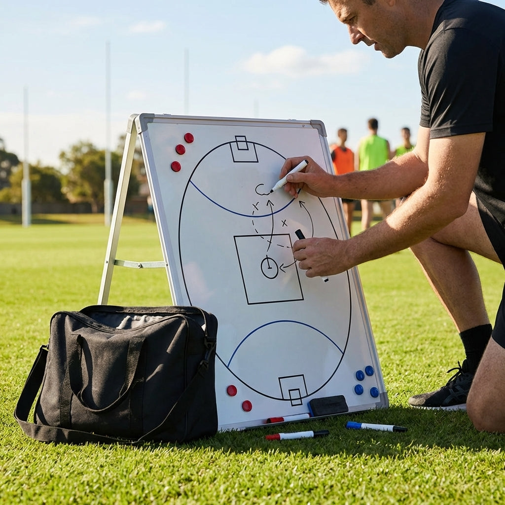 Double-sided coaching board with aluminium frame and accessories