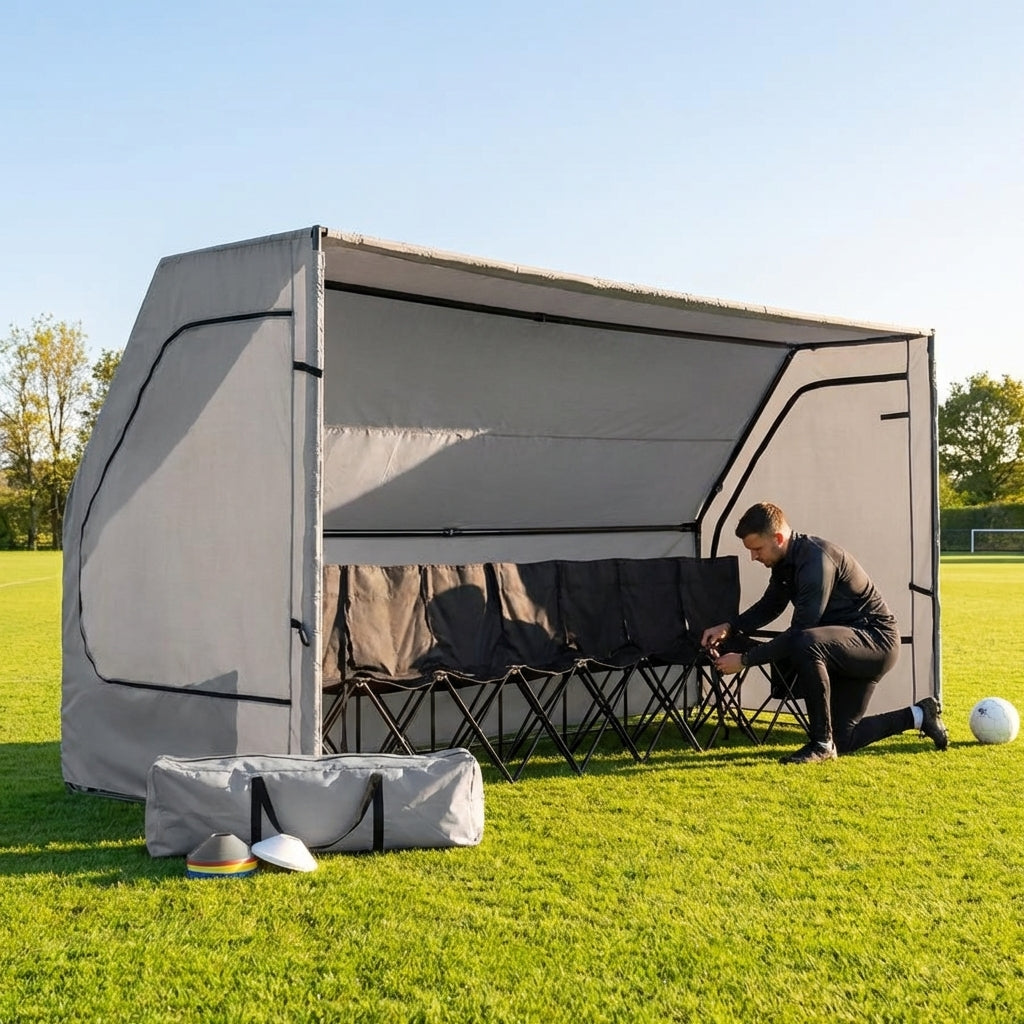 Portable team shelter in 10 colours with steel frame for sports events