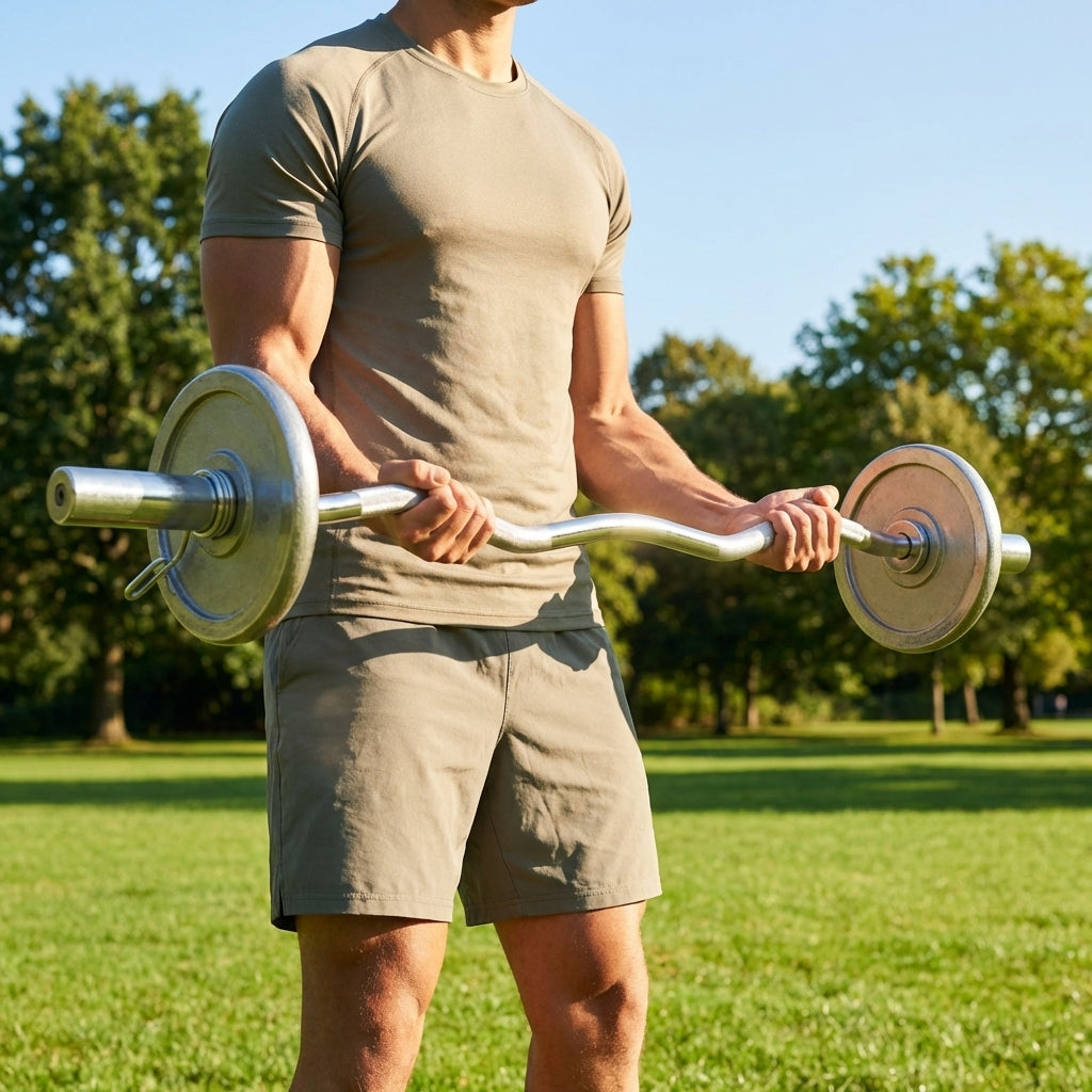 EZ Curl Bar for gym workouts, featuring steel construction