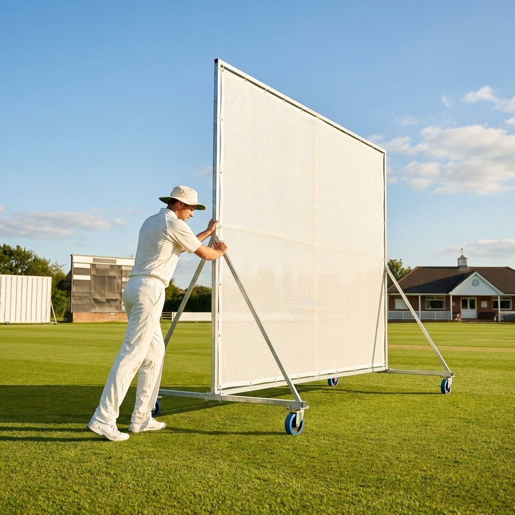 Cricket sight screen with galvanised steel frame and ultrafine mesh