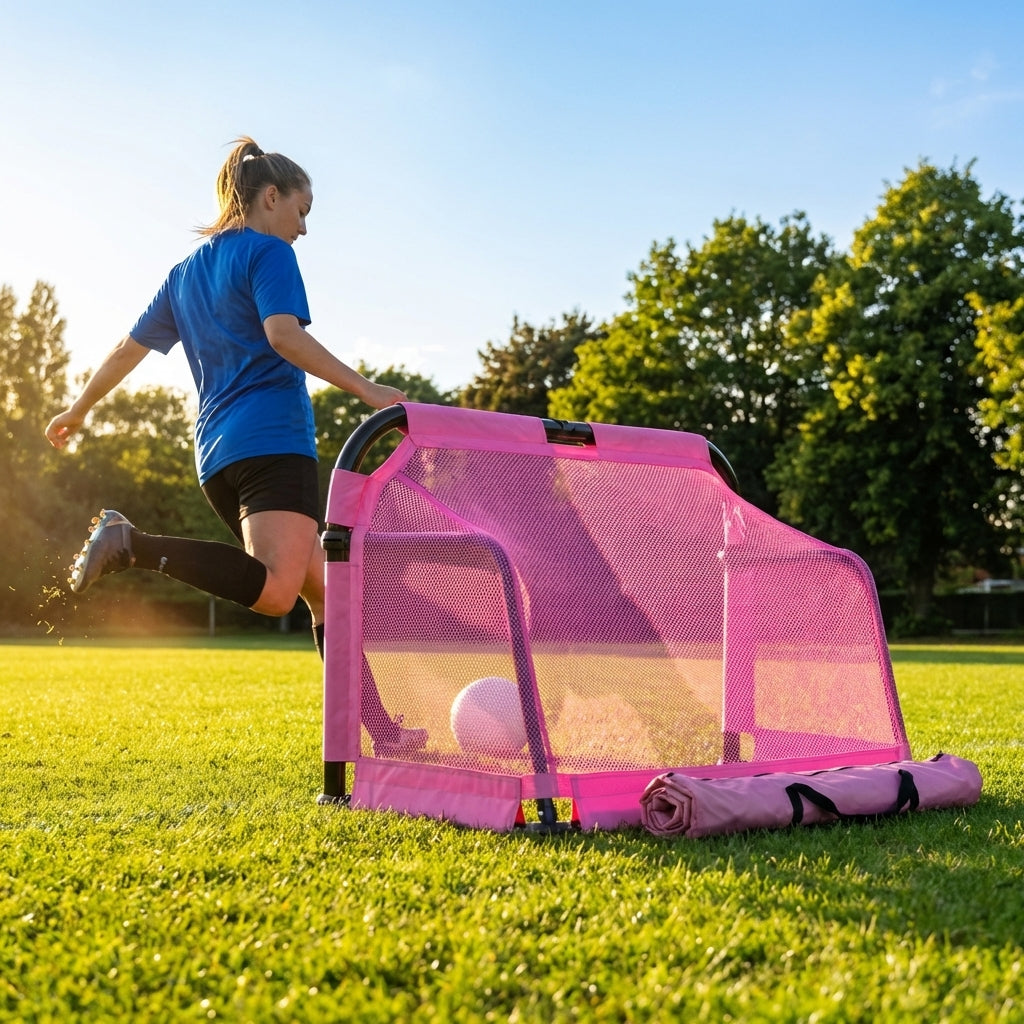 Aluminium Folding Football Goal in various sizes and colours, ideal for training and matches