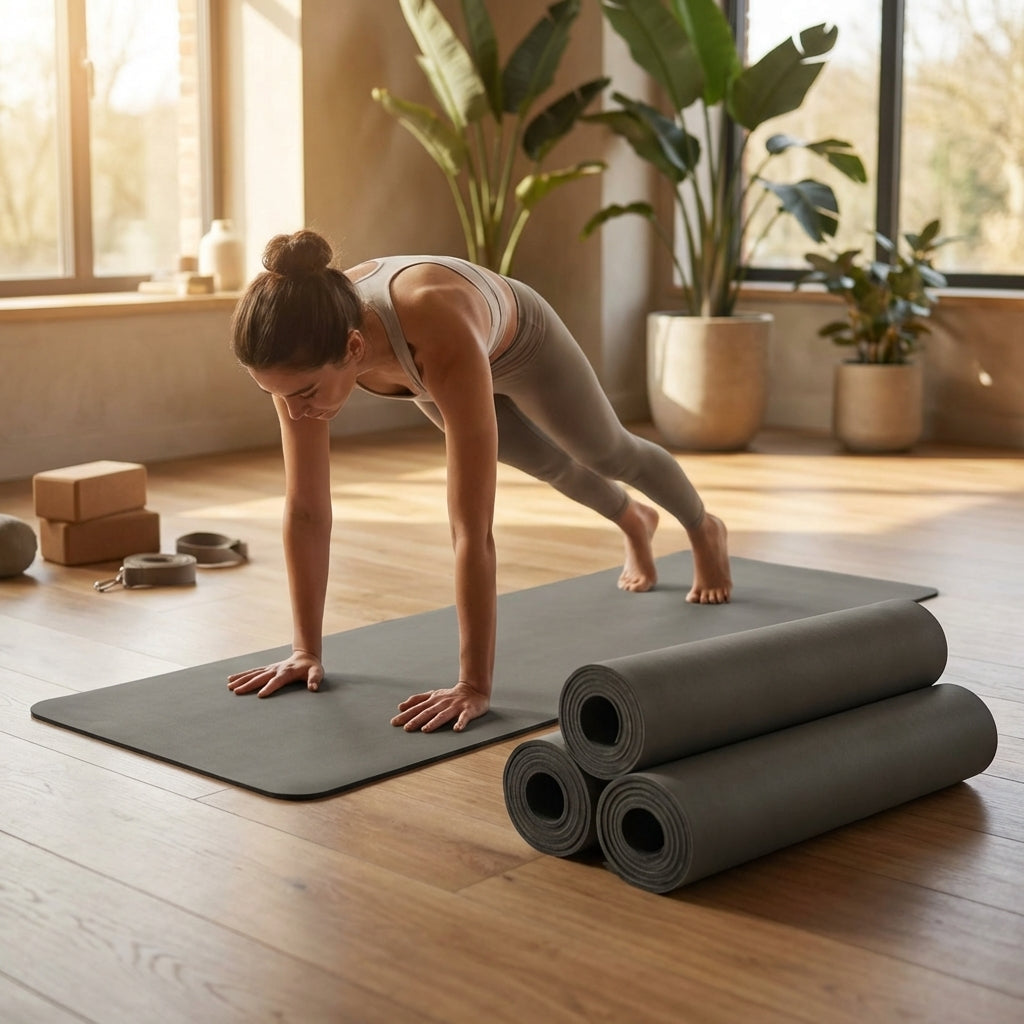 PU Yoga Mat in calming colours, ideal for yoga and Pilates