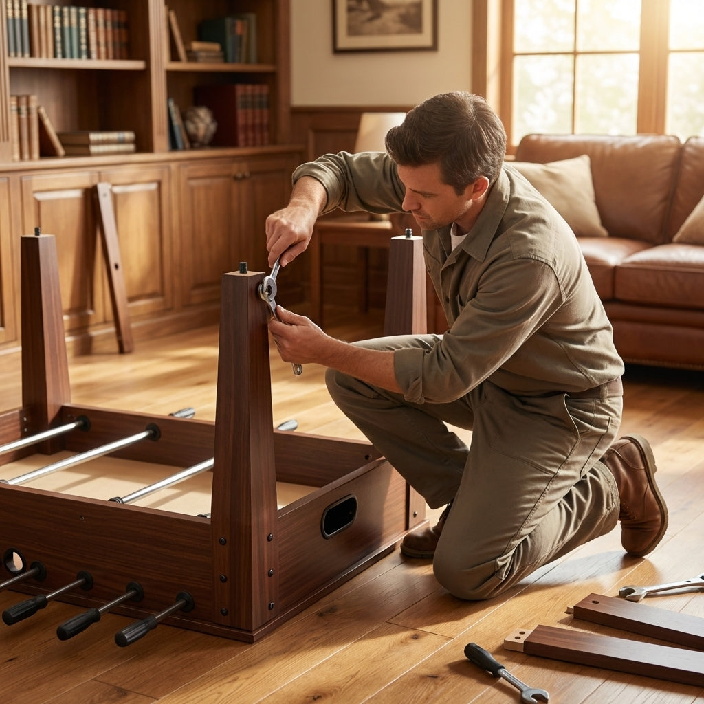 Table football spare parts, including legs and rods