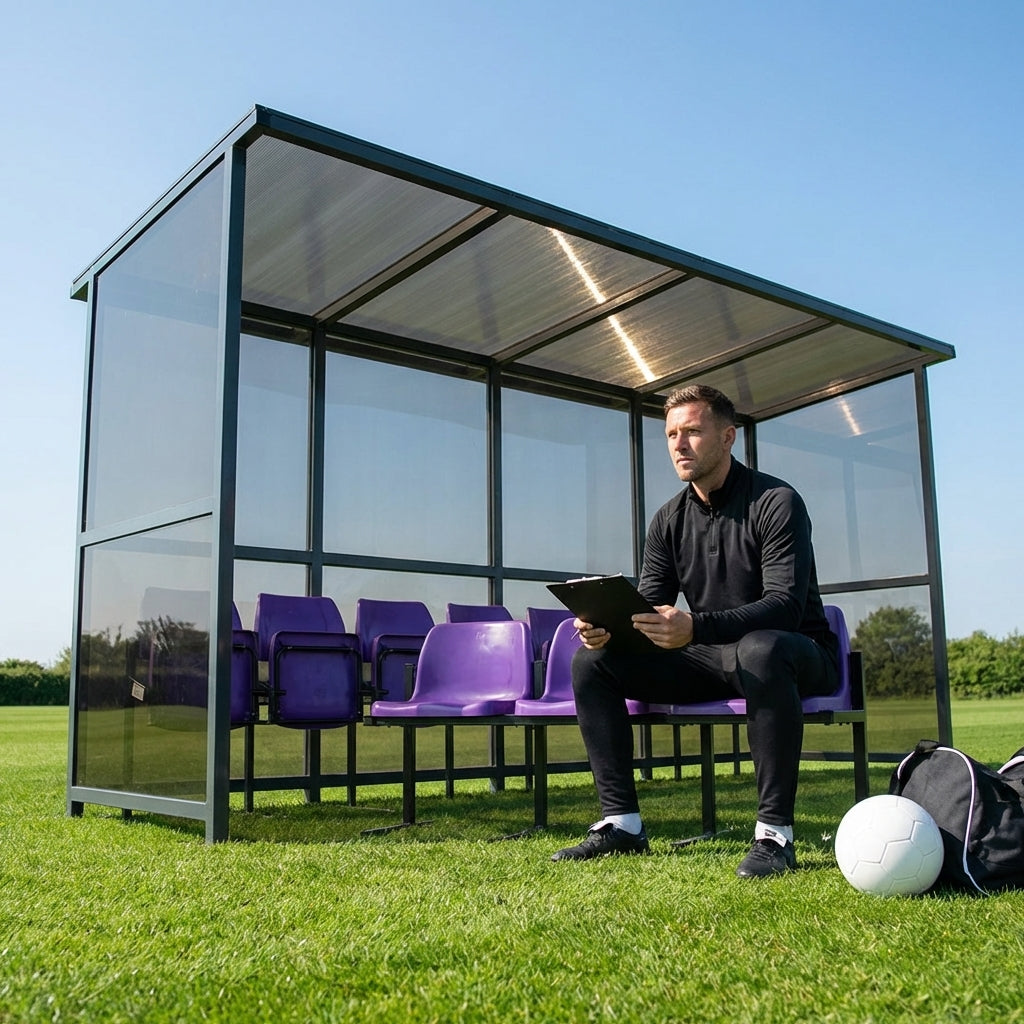 Aluminium team shelter with 16/22 seats for sports venues