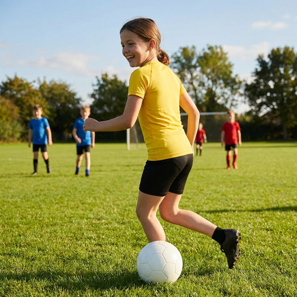 Junior girls' base layer top in various colours for sports and training