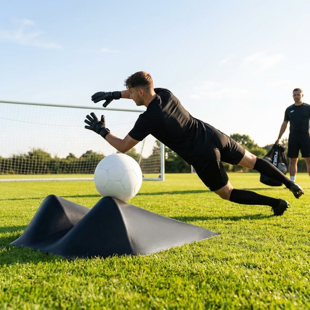 Goalkeeper training ramp made from durable rubber for indoor and outdoor use