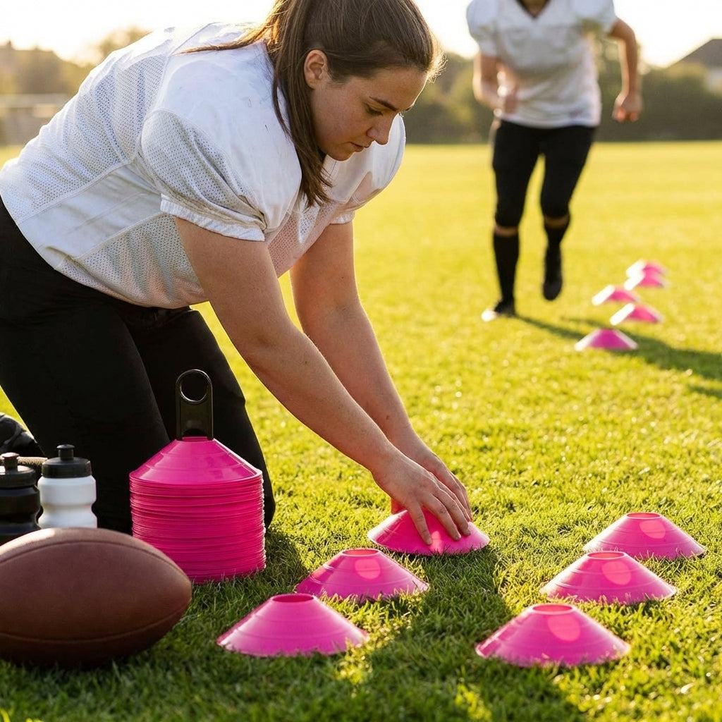 Training marker cones in vibrant colours for sports training