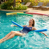 Swimming pool noodles in vibrant colours made from EVA foam