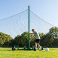 Mobile ball stop netting system with aluminium and steel components for sports grounds