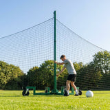 Mobile ball stop netting system with aluminium and steel components for sports grounds
