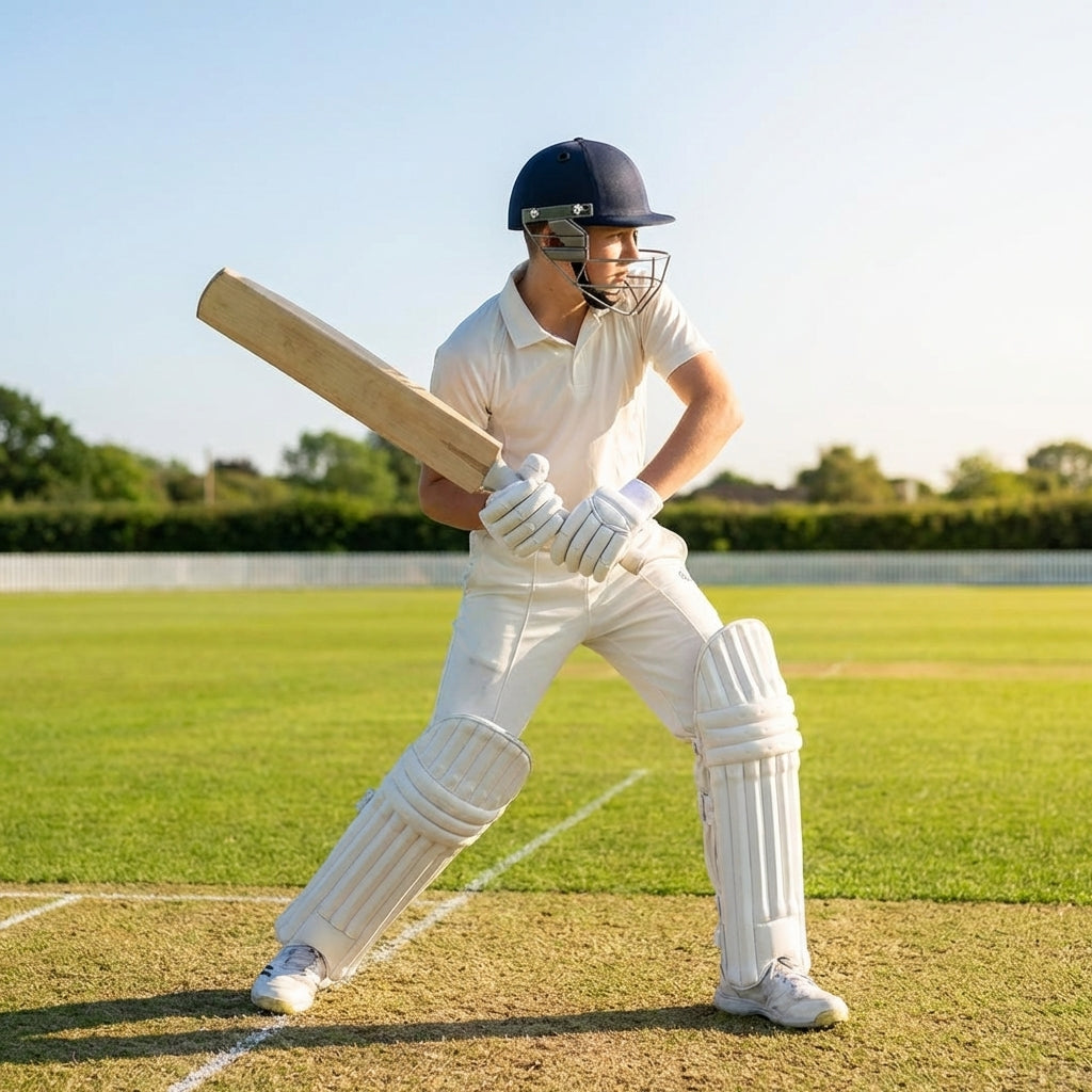 Junior cricket batting gloves with leather palm and mesh ventilation