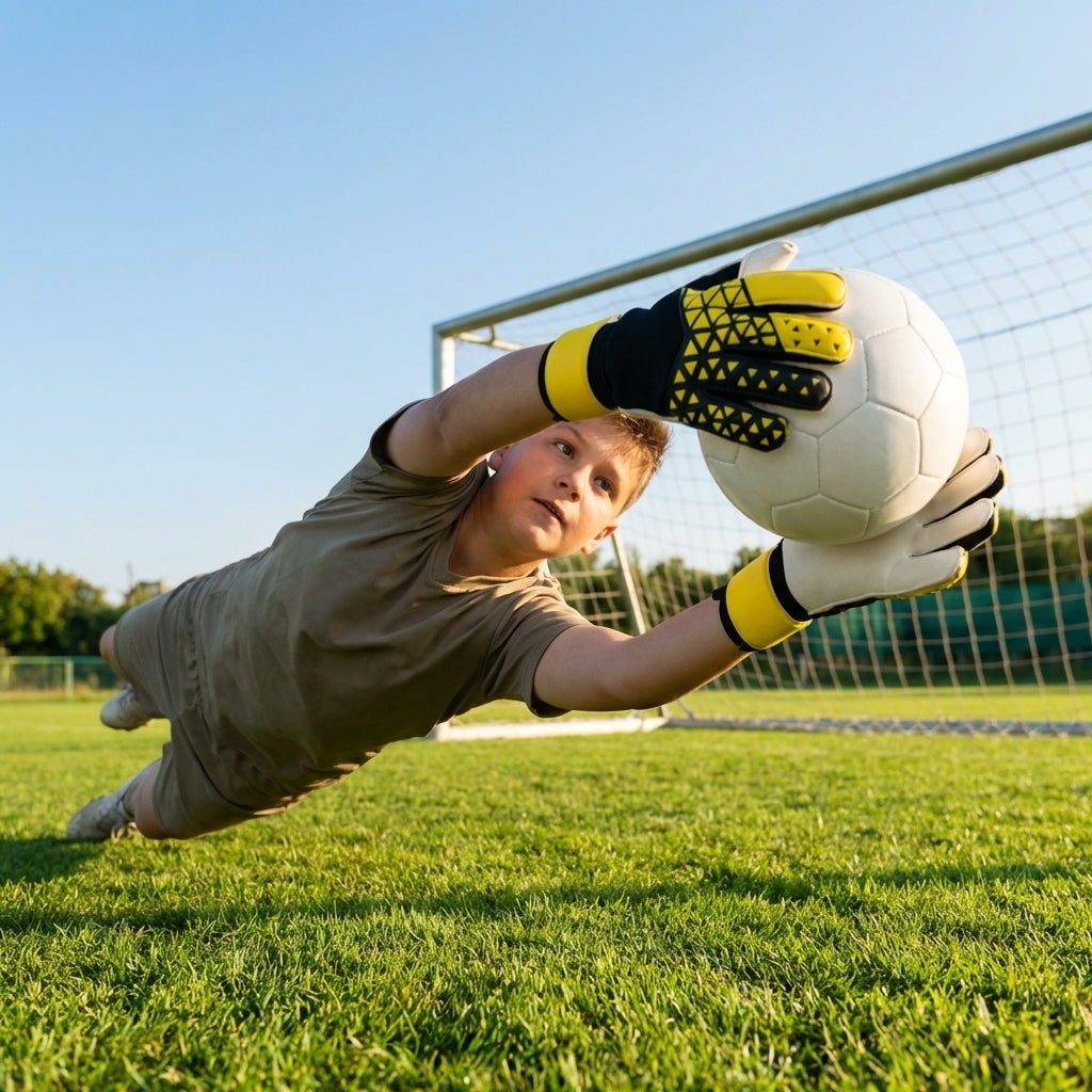 Professional goalkeeper gloves in various sizes and colours