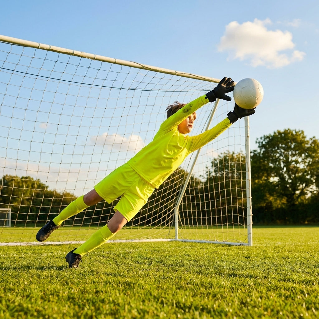 Kids' Goalkeeper Kit including shirt, shorts, and socks