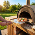 Aluminium pizza peel with a 12-inch paddle and wooden handle