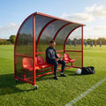 Mobile team shelter with aluminium frame for sports pitches