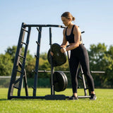 Reinforced steel barbell rack for gym and home use