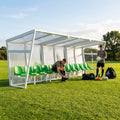 Heavy duty aluminium team shelter with moulded seats