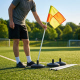 Football corner flag set with PVC poles and rubber bases