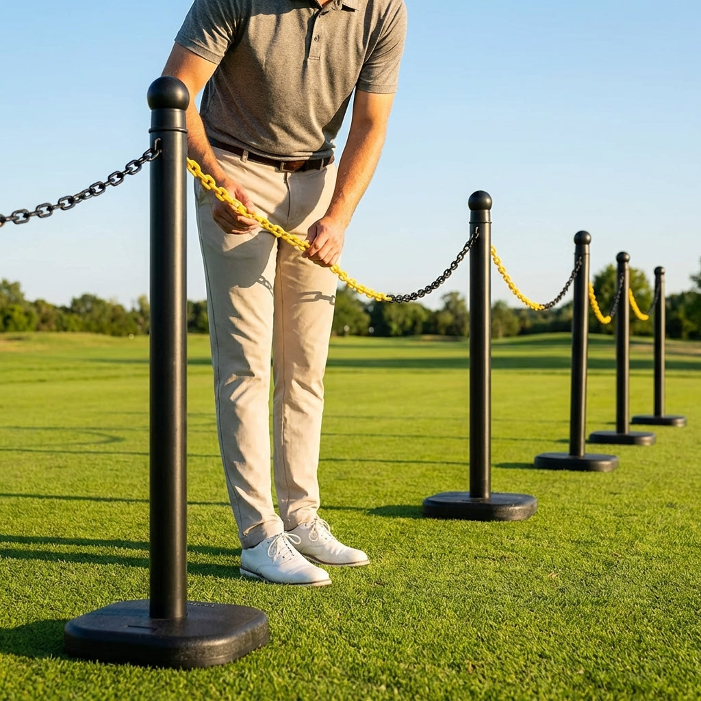 Freestanding Plastic Post & Chain Barrier Set for crowd control