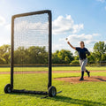 Softball pitching screen with steel frame and foam padding