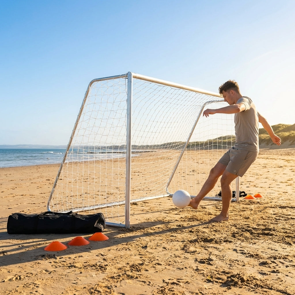 Beach soccer goal with aluminium frame and net
