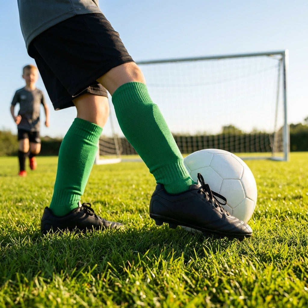 Football socks in various sizes and colours for players