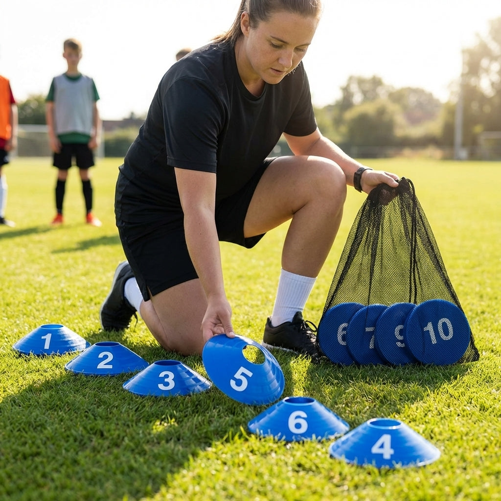 Rubber Flat Disc Markers in multi-colour for training and games