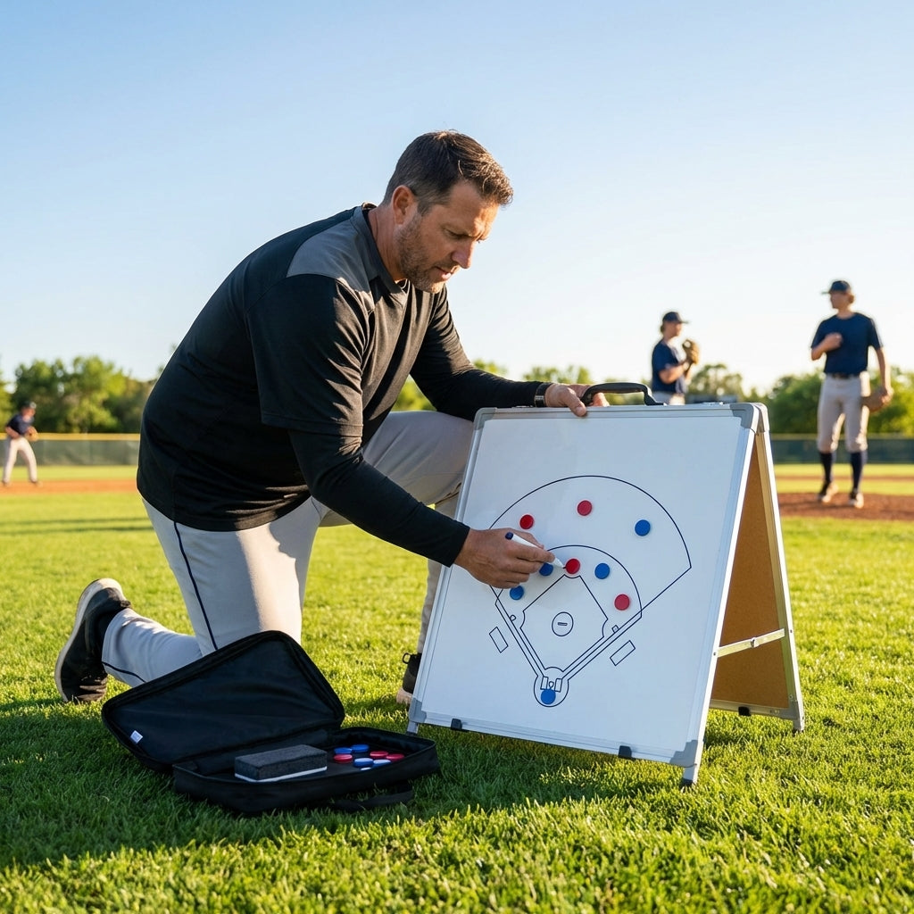 Double-sided coaching board with aluminium frame and accessories