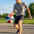 Basketball made of microfibre leather suitable for indoor and outdoor use