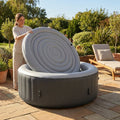 Inflatable hot tub cover made from durable PVC in grey and white