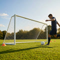 Aluminium socketed football goal with reinforced frame and weatherproof net