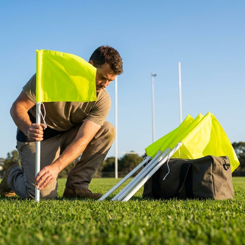 Customisable football corner flags in various colours and weatherproof design
