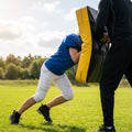 American Football Tackle Shield in blue and black with PVC and foam construction