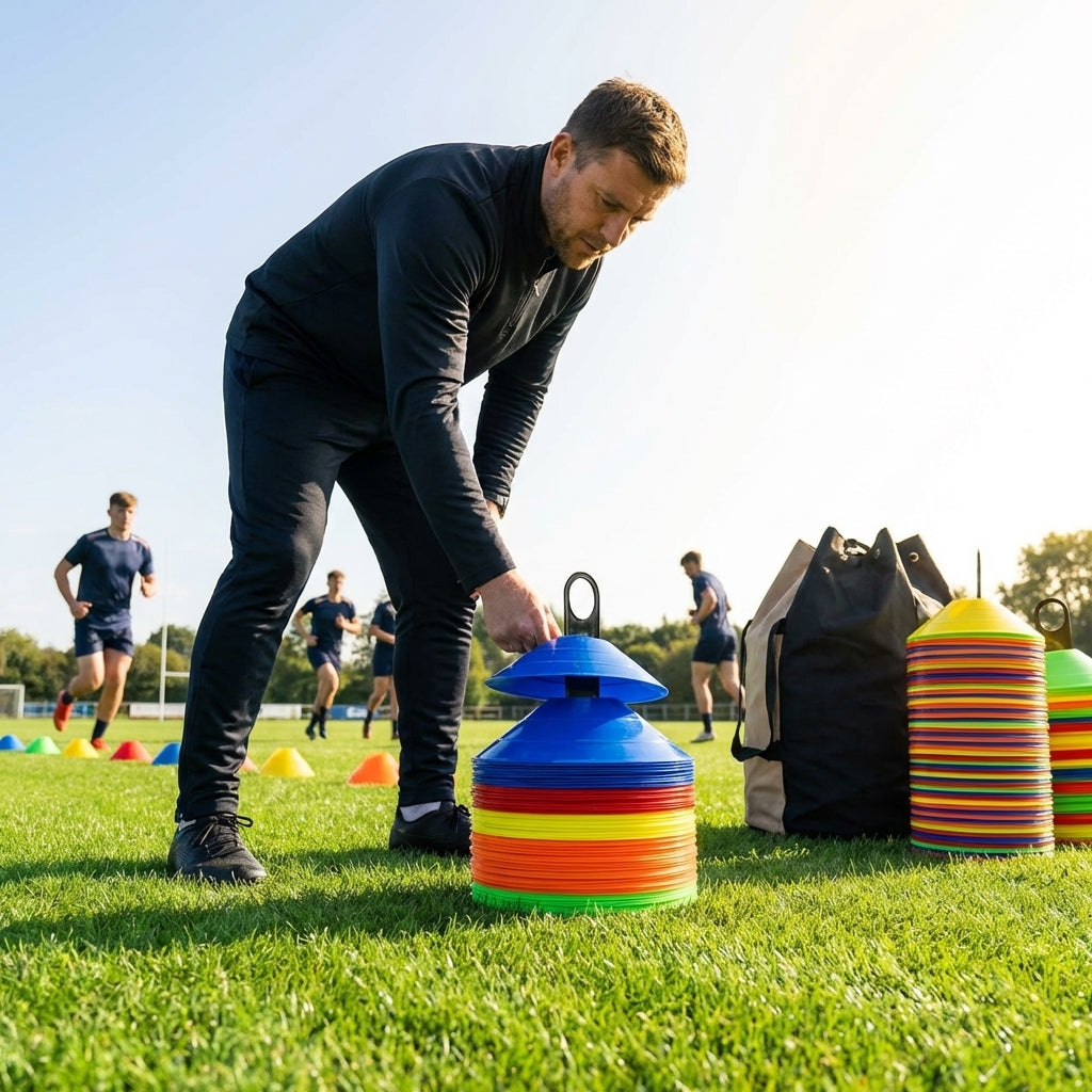 Rugby Training Marker Cones in multiple colours with cone stand