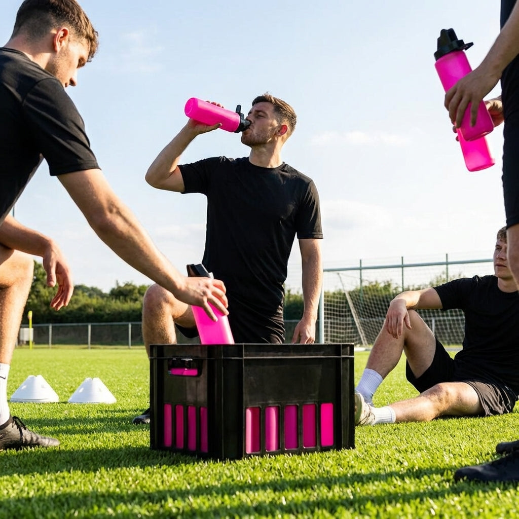 Hygienic water bottle with contactless nozzle for sports use